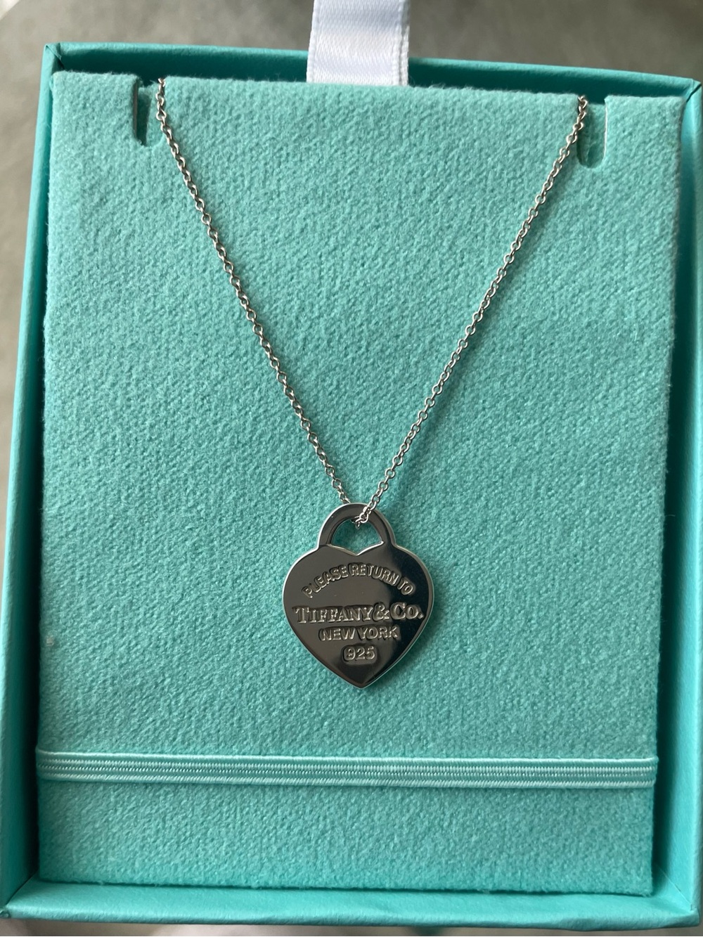 Tiffany & Co. Silver Heart Tag Necklace with Signature Blue - Picture 4 of 10